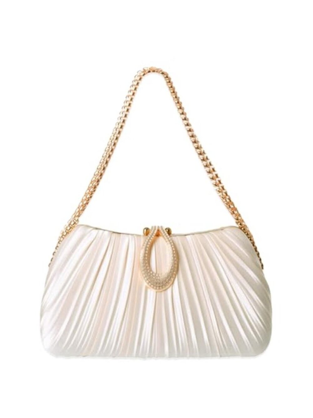 Clutch Purses for Women - Elegant Sparkling Evening bags, Champagne Gold Satin